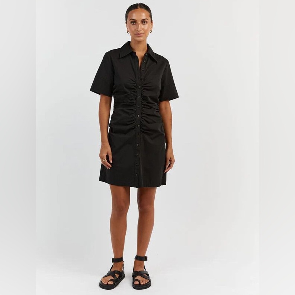DISSH Allison Black Gathered Mini Dress